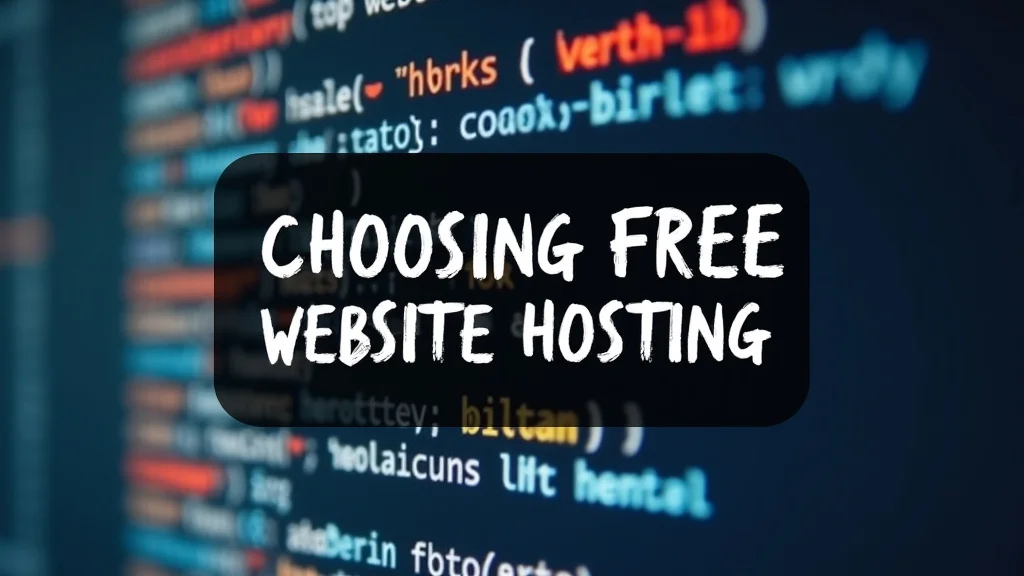 The image shows a laptop with a website editor open, illustrating free website hosting choices.